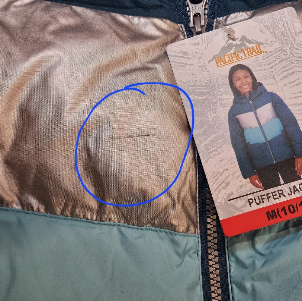 Pacific Trail‎ Girl's Puffer Jacket / Size M (10/12) / Blue / NWT Imperfect